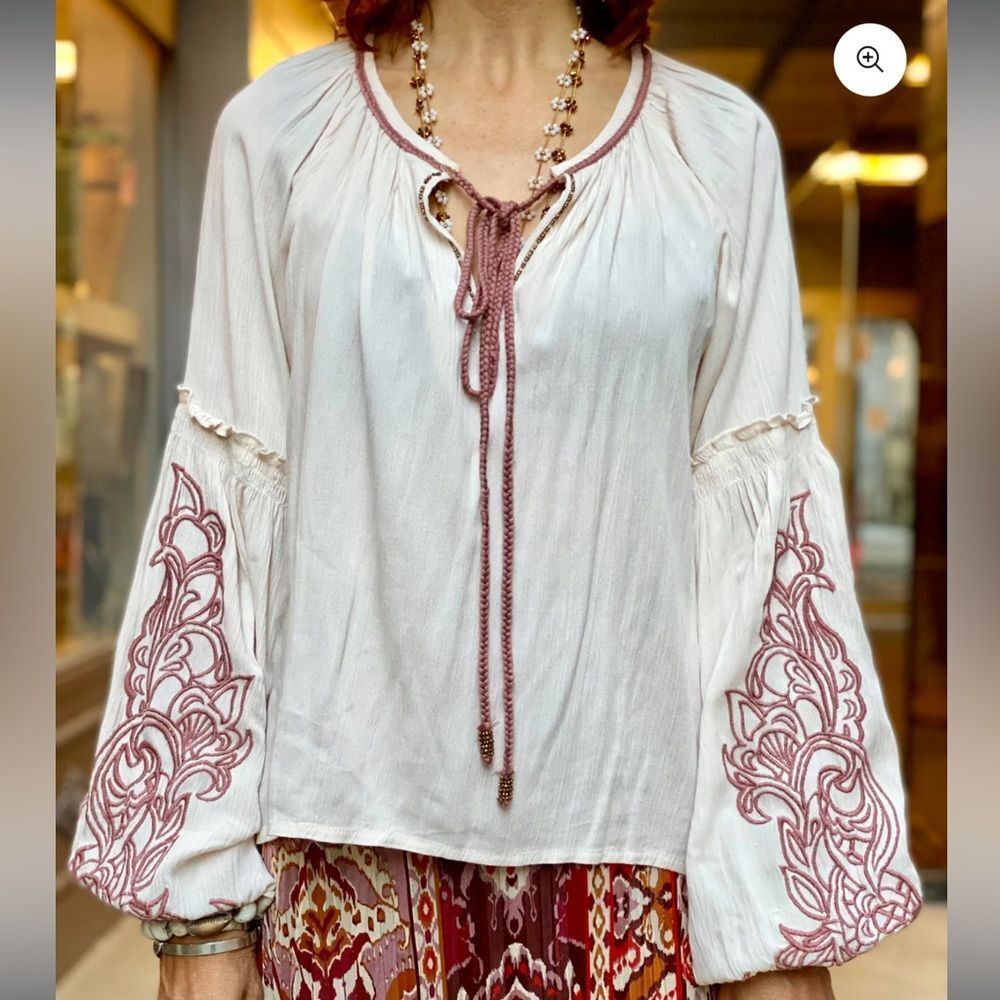 NKN Nekane Rose & Cream Yojana Boho Blouse - medium - $118 MSRP - Picture 1 of 9
